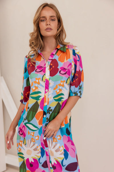 Kaleido K90 Collared Dress - Bloom Burst