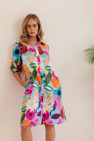 Kaleido K90 Collared Dress - Bloom Burst
