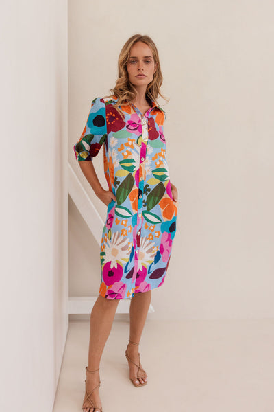 Kaleido K90 Collared Dress - Bloom Burst