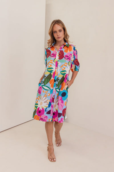 Kaleido K90 Collared Dress - Bloom Burst