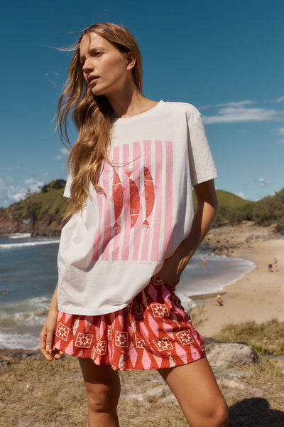 Betty Basics Ellia Crew Tee - Sardinia Print White