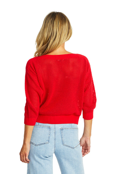 Ping Pong Ellie Open Knit Pullover - Poppy