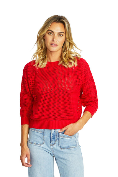 Ping Pong Ellie Open Knit Pullover - Poppy