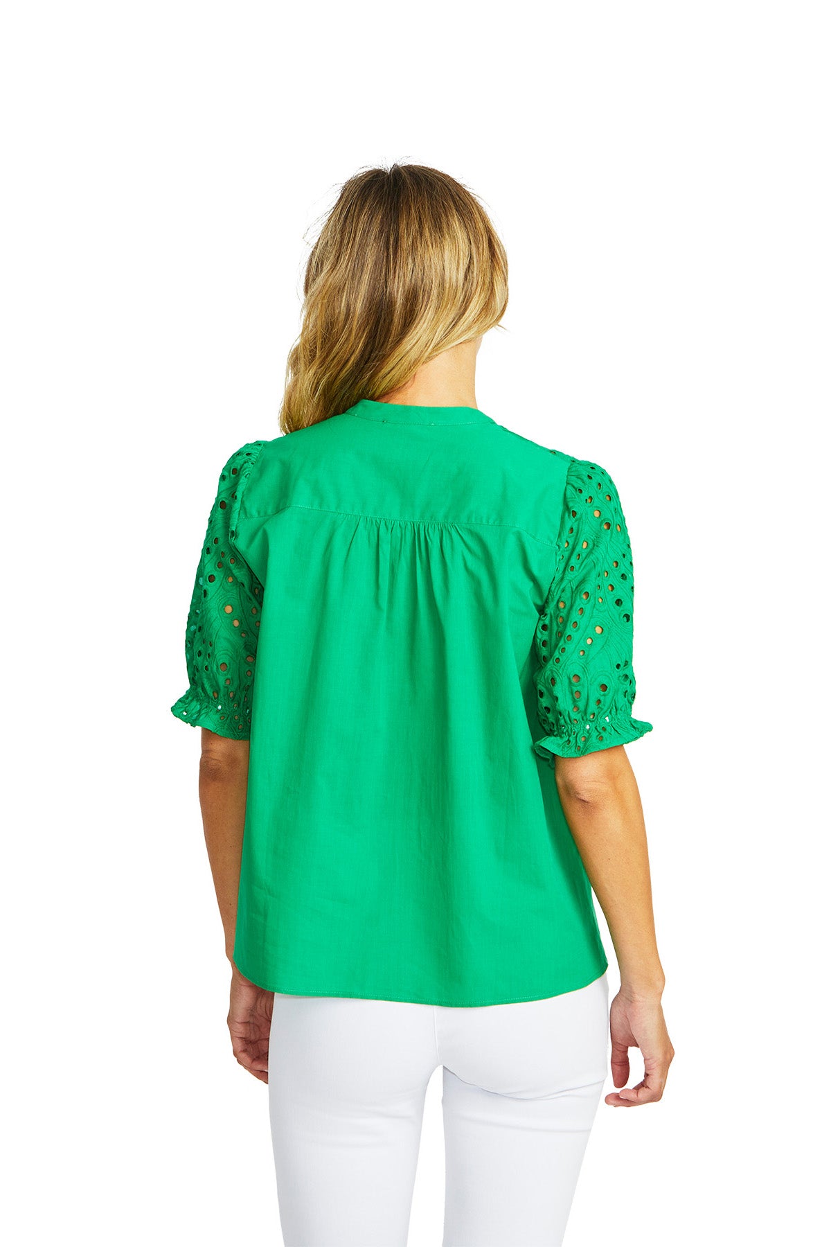 Ping Pong Rose Broderie Blouse - Parrot