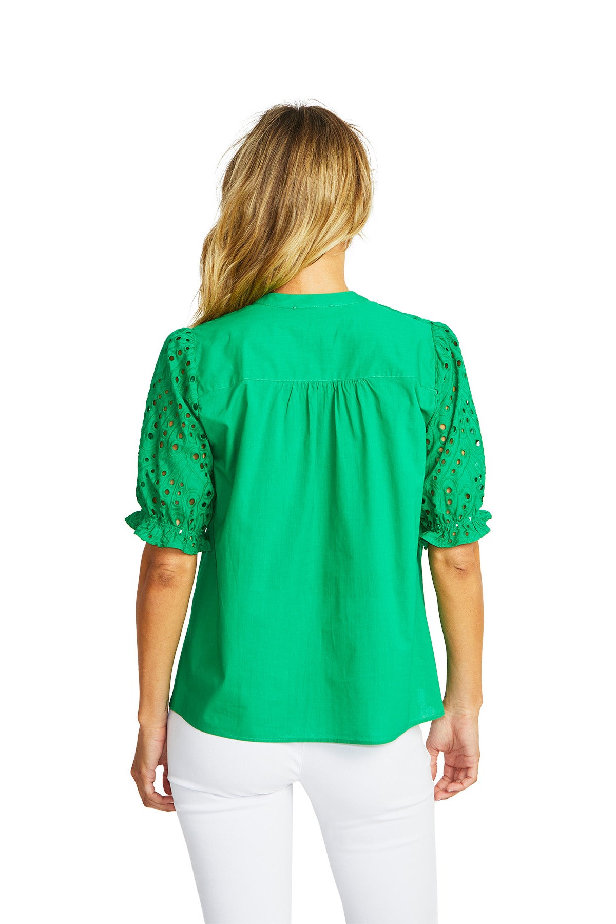 Ping Pong Rose Broderie Blouse - Parrot