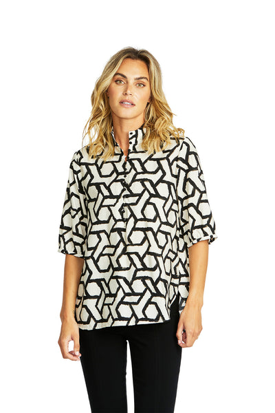 Ping Pong Camille Button Top - Camille Print