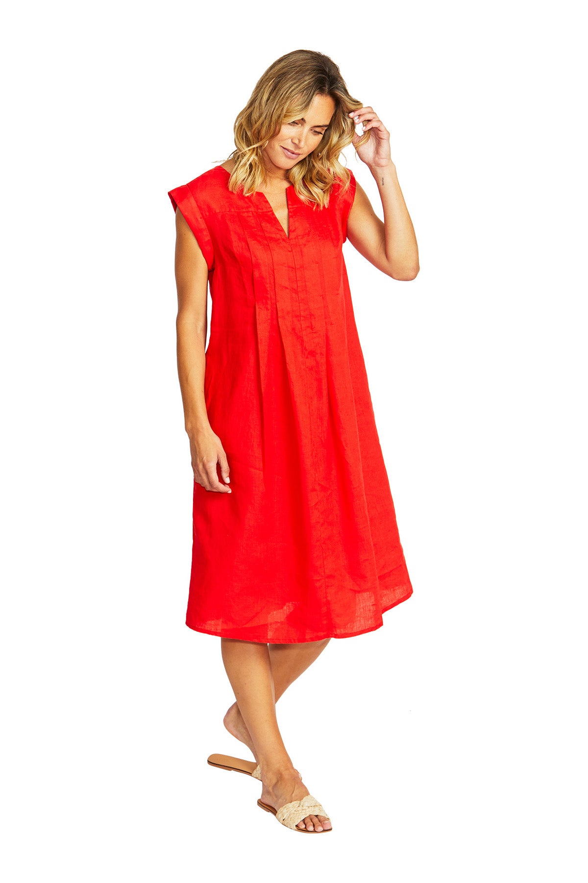 Ping Pong Maria Pintuck Dress - Poppy