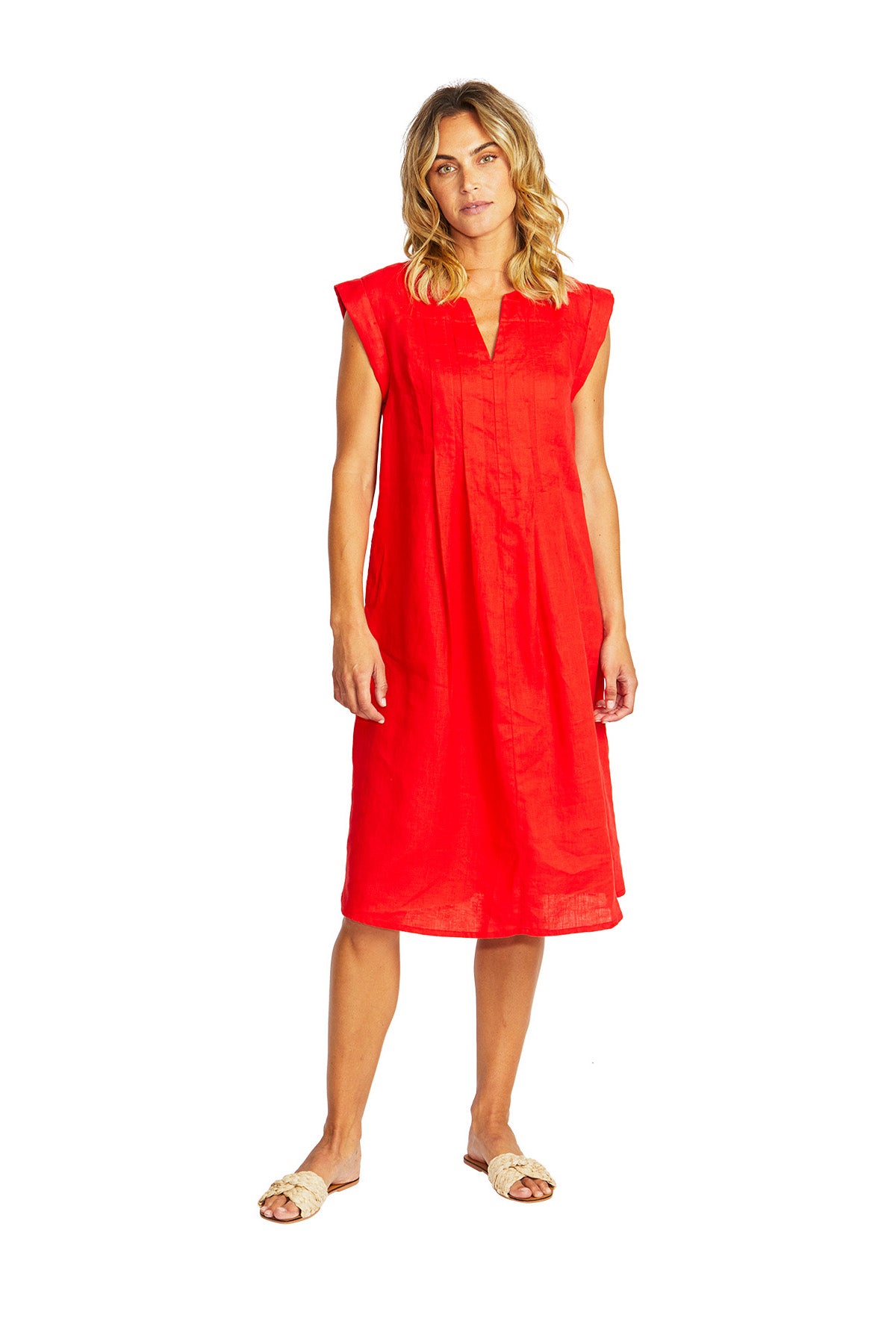 Ping Pong Maria Pintuck Dress - Poppy