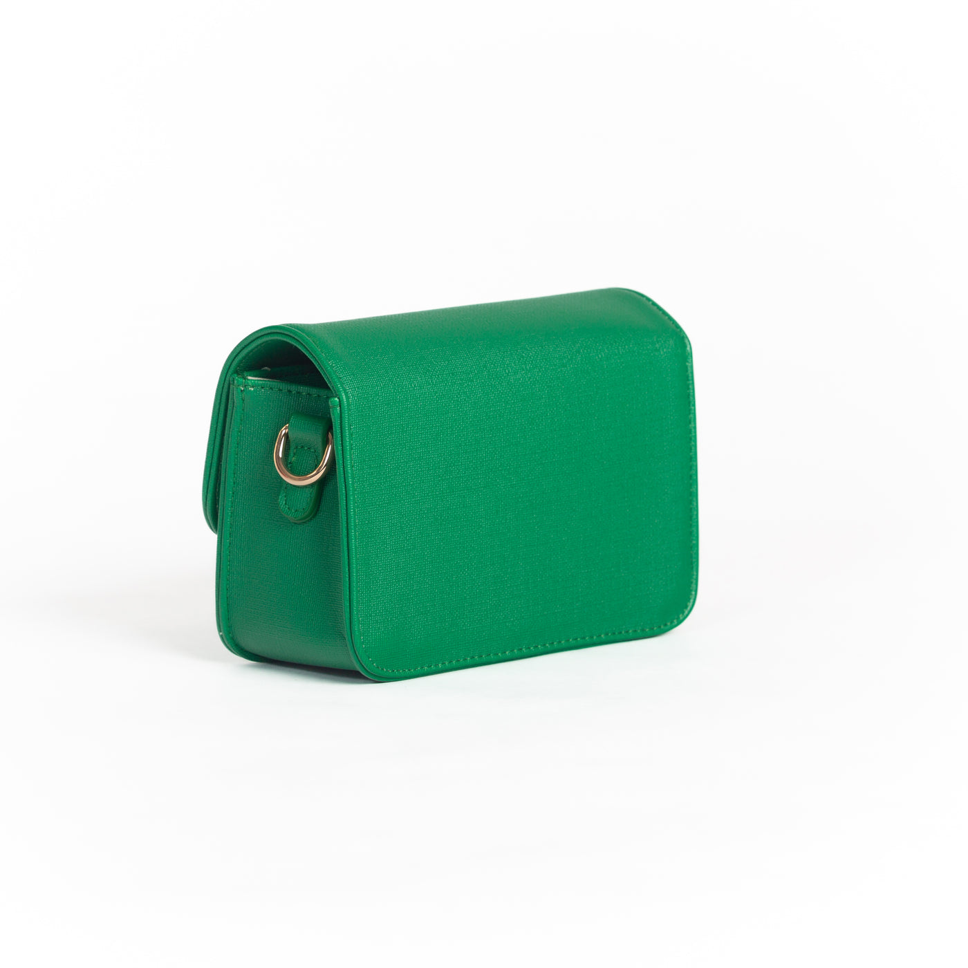 Back of small green handbag