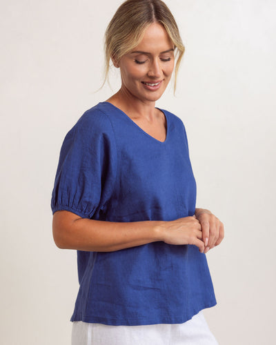 See Saw SS325D V Neck Swing Top - Denim