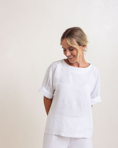 See Saw SS326W Cuff Sl A Line Top - White