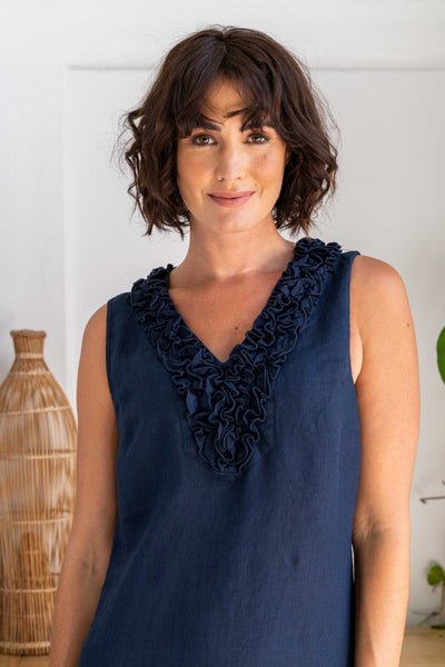 See Saw SS340N Ruffle Front Dress - Navy