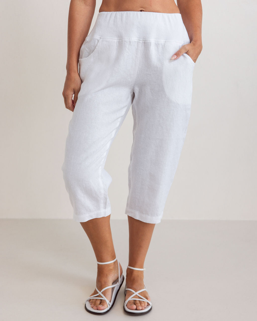 See Saw SS359W 3/4 Rib Pant - White