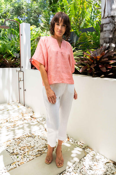 See Saw SS381T V Neck Wide Sl Top - Tangerine