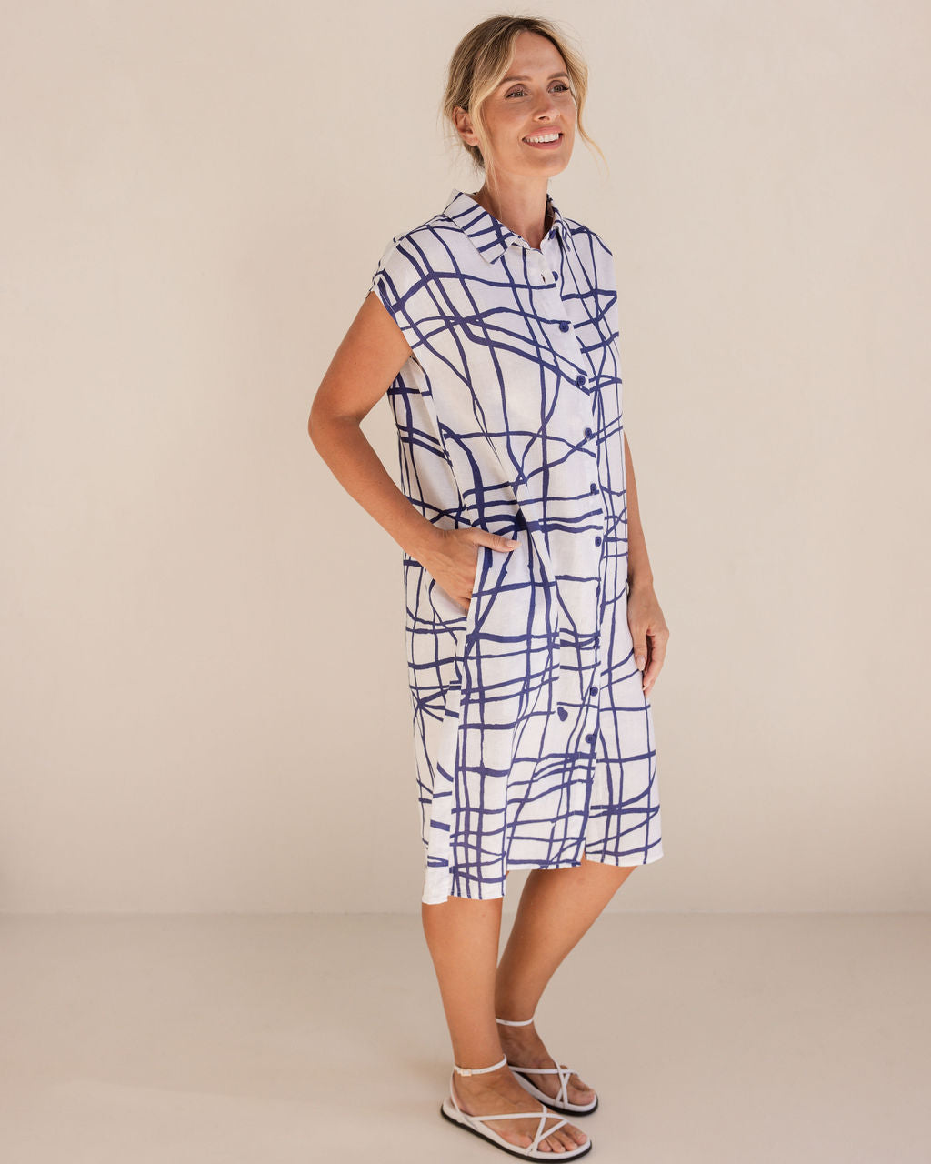 See Saw SS404D/W Ext Sleeve Dress - Denim White