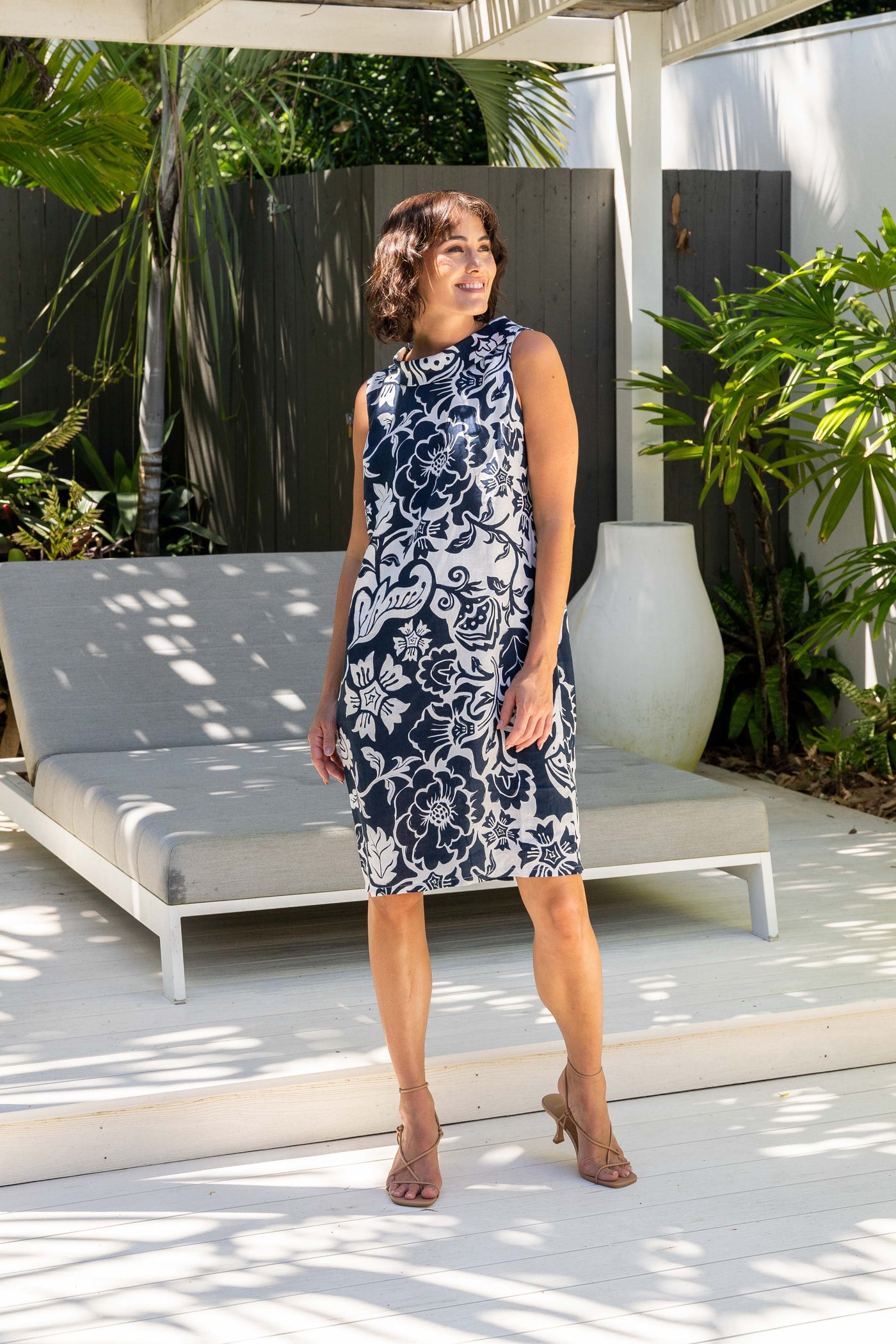 See Saw SS415N Cowl Nk Dress - Navy Vine