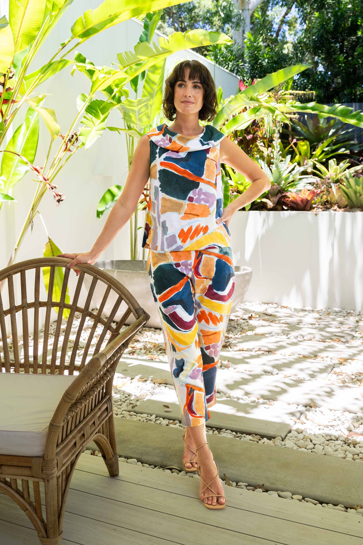 See Saw SS445 7/8 Flat Front Pant - Abstract