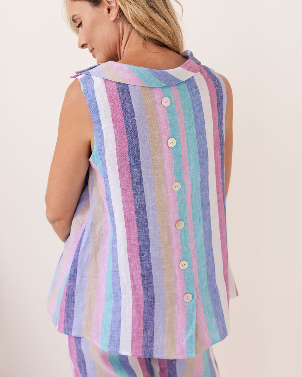 See Saw SS451D/P Cowl Nk A Line Top - Denim Pink Multi