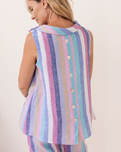 See Saw SS451D/P Cowl Nk A Line Top - Denim Pink Multi