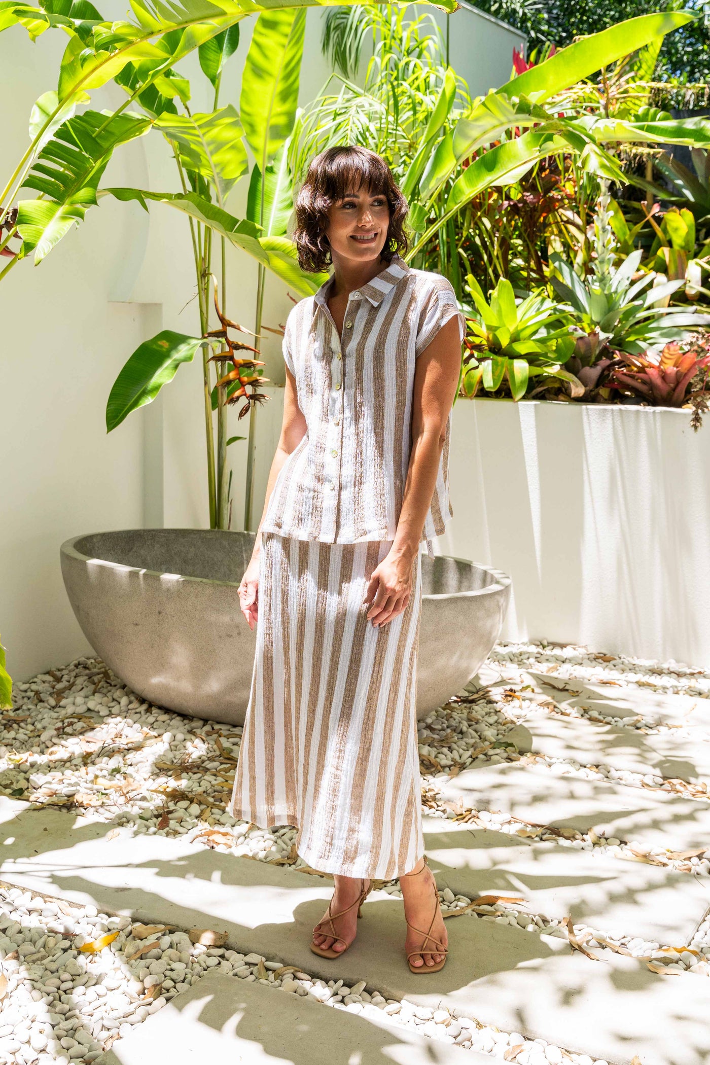 See Saw Ss471B Long Skirt - Bronze Stripe