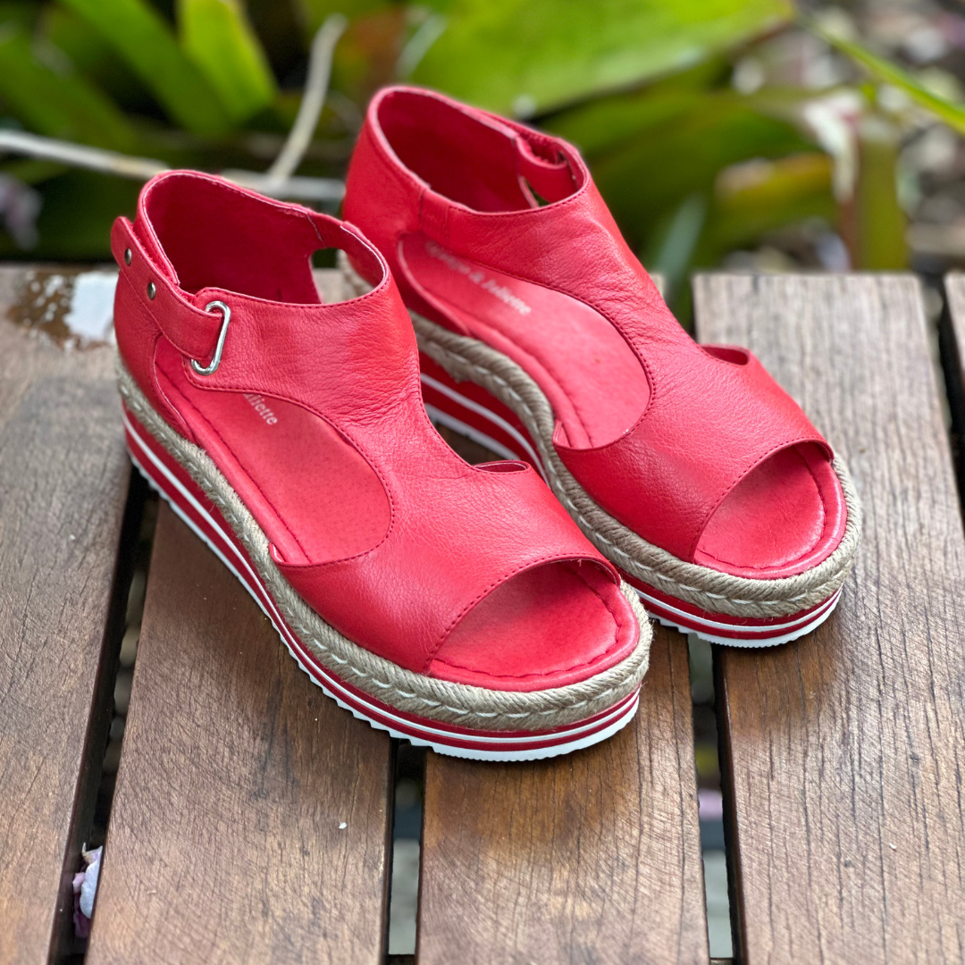 red platform sandals
