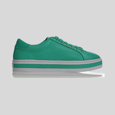 Womens green sneakers with white and green soles