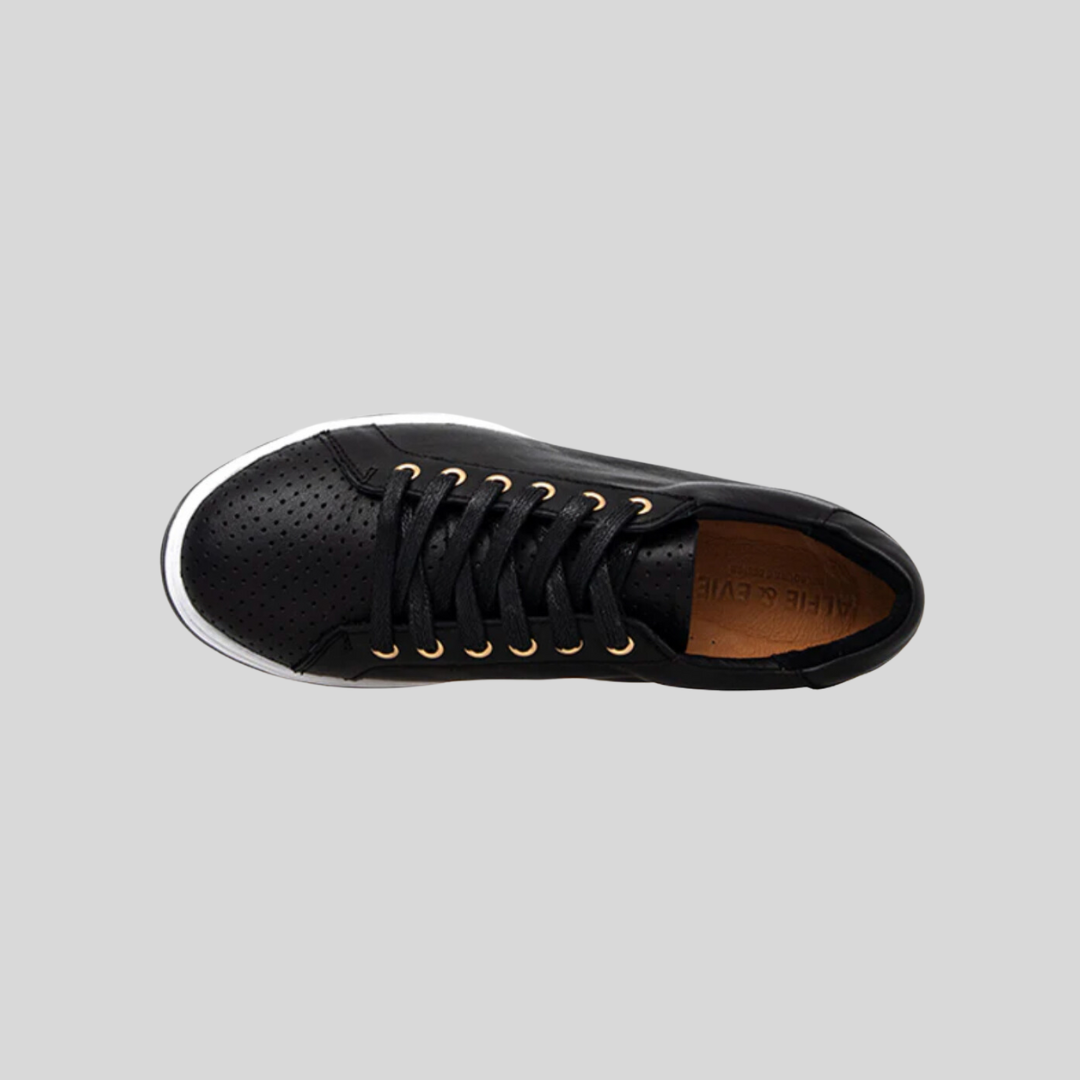 Black platform sneakers with platform soles