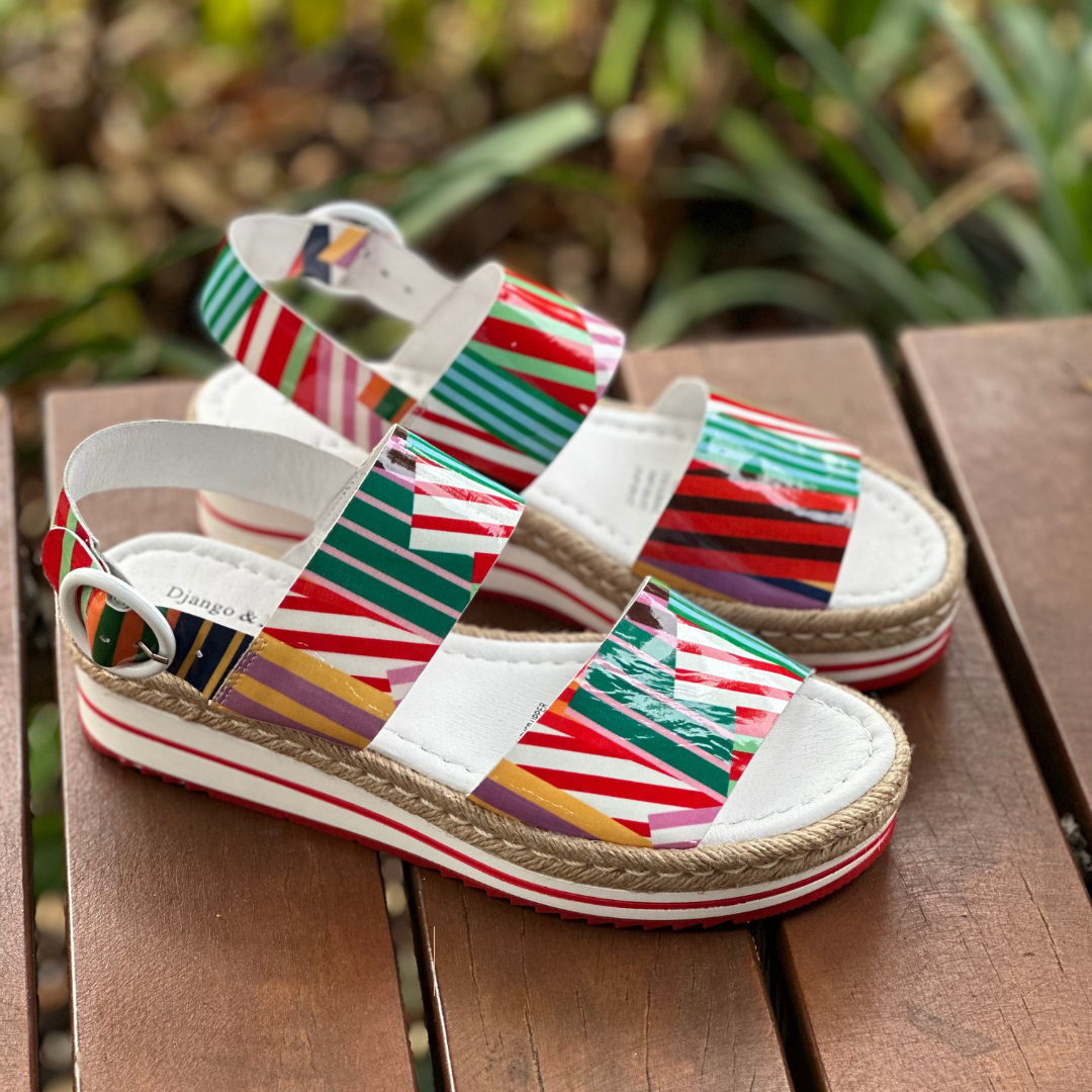 Django & Juliette Atha - White Stripe Multi Patent