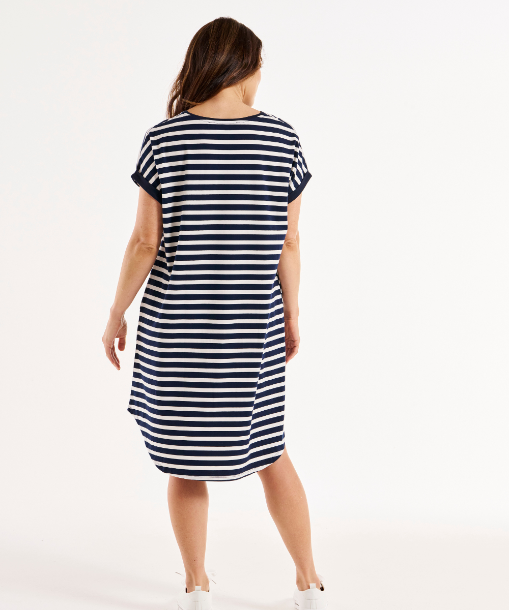 Betty Basics Maxine T-Shirt Dress - Navy Stripe