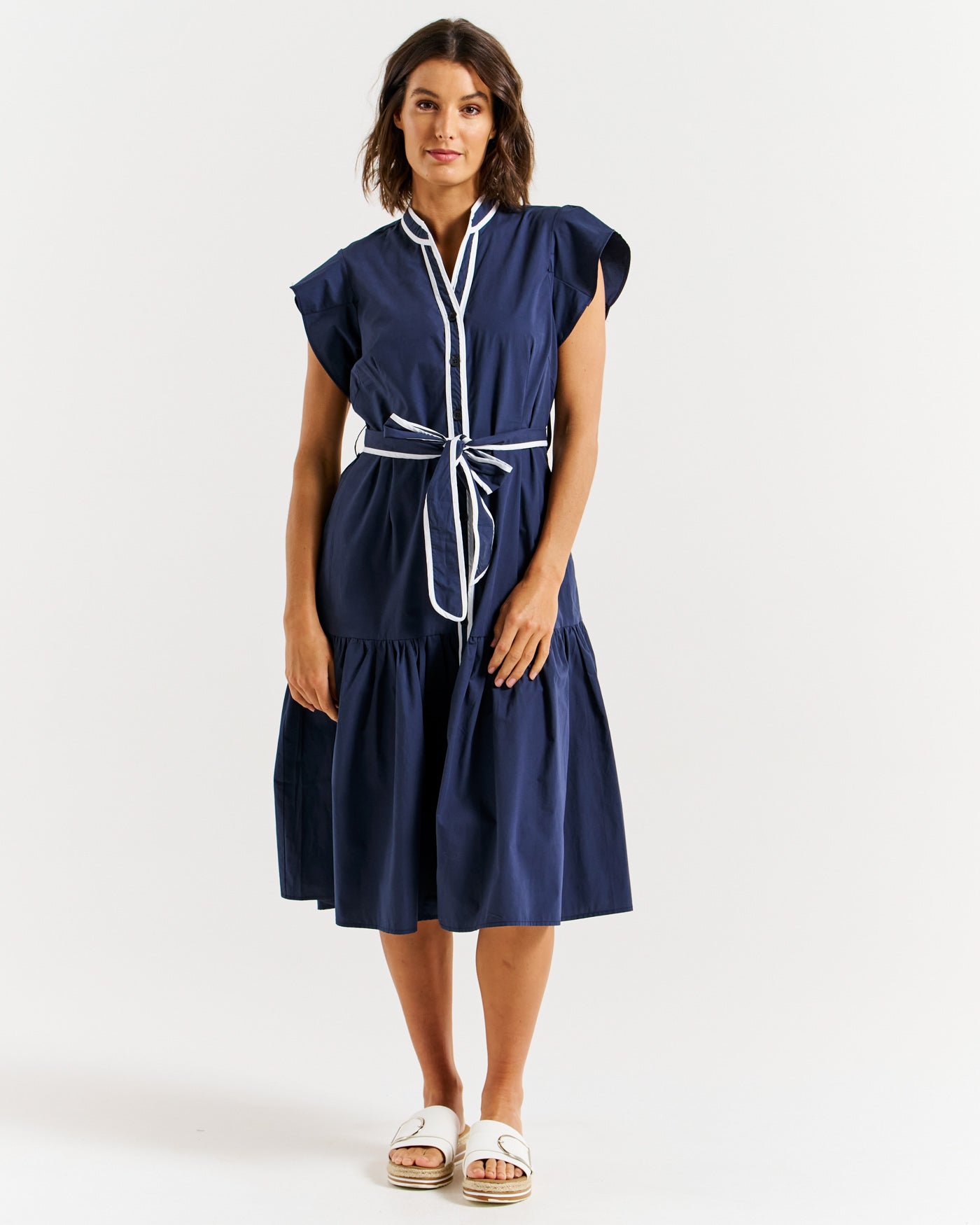 Betty Basics Mari Dress - Navy/White Contrast