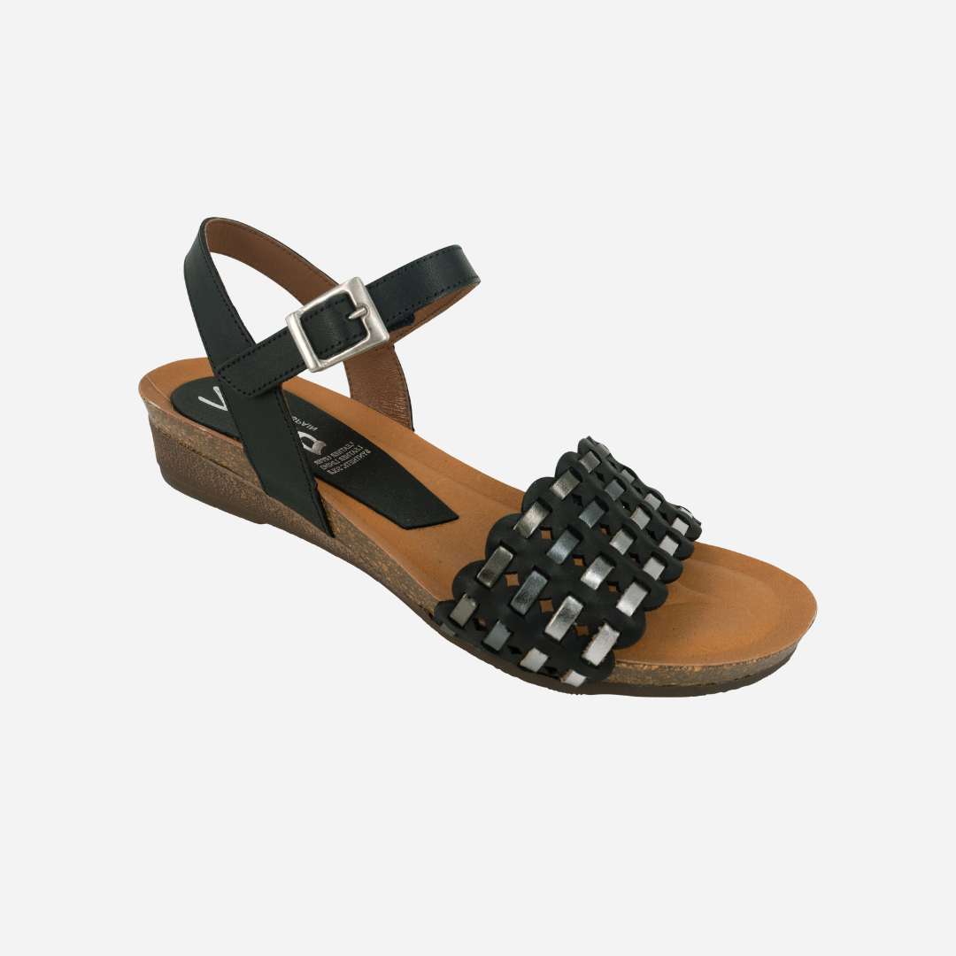 Black Multi wedge sandals