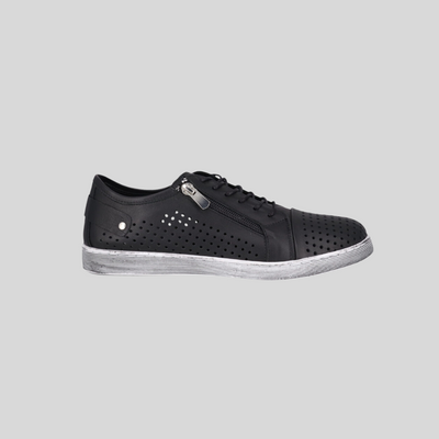 cabello black sneakers with side zip grey soles 