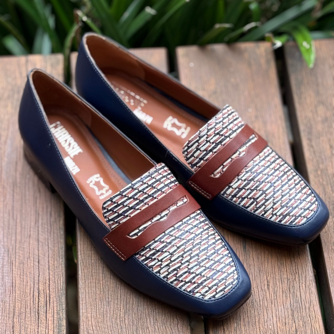 Chrissie Sailor - Navy Tan Multi