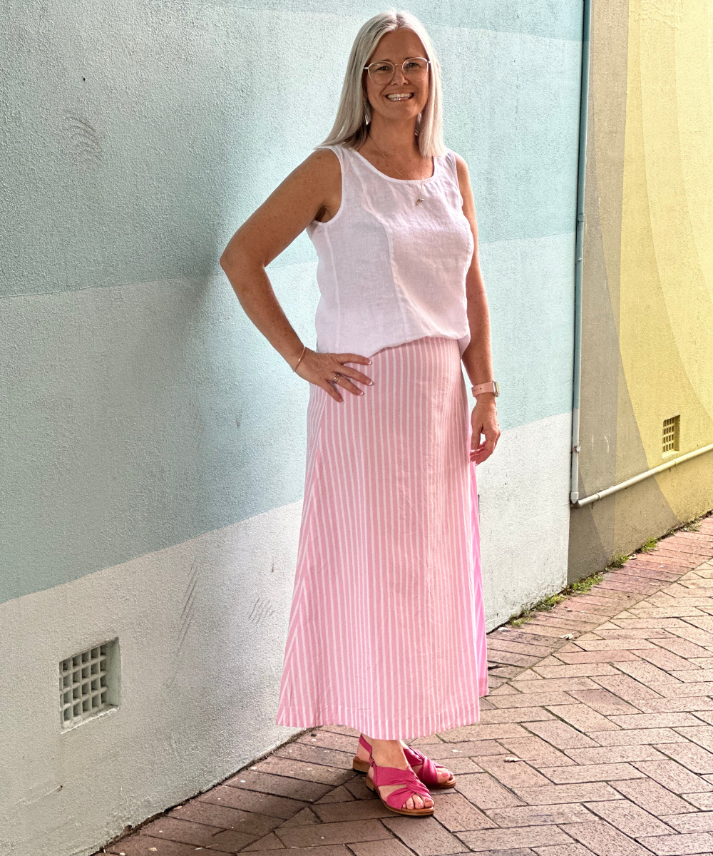 Cloth+Paper+Scissors Skirt - Pink/White Stripe