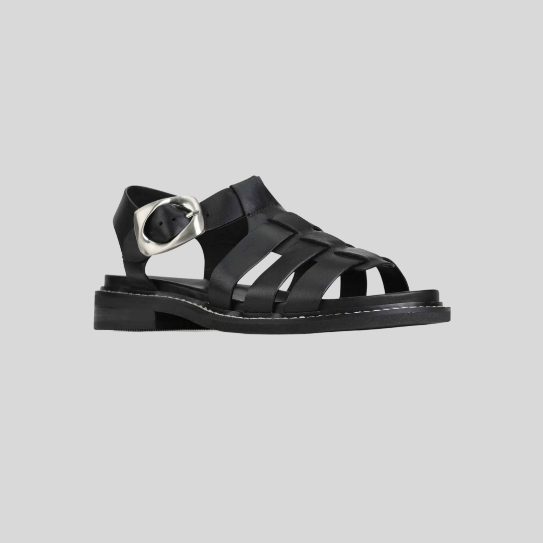 Black Leather womesn sandals