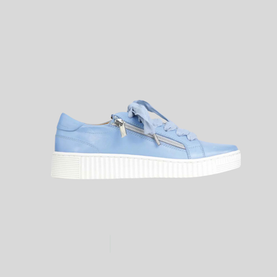 Pale Blue Eos Sneakers with bulky Lace and side Zip