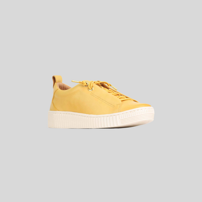 Mustard yellow sneakers  with elastic lace to slip on
