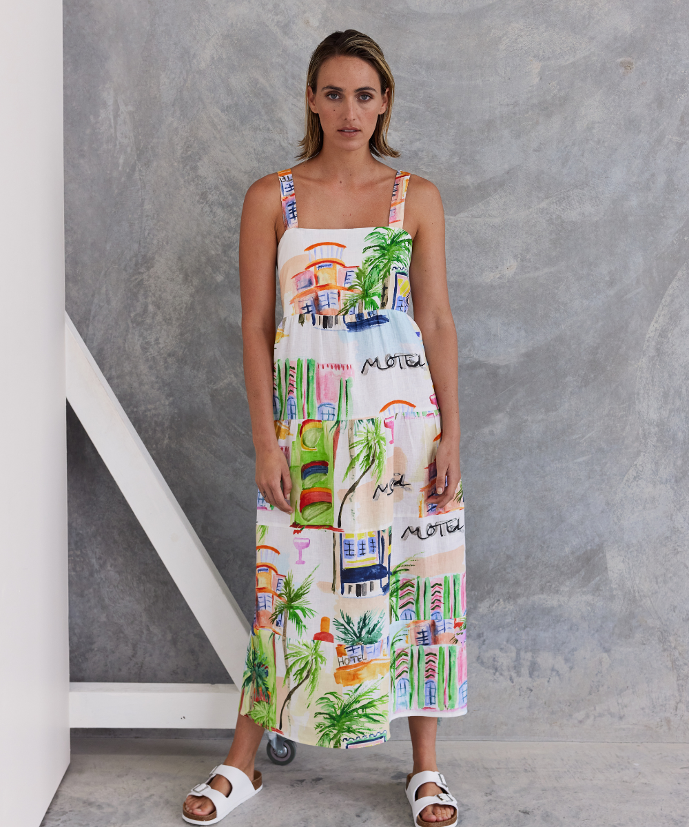 Wear Colour Sleeveless Tiered Maxi Dress - Motel Print