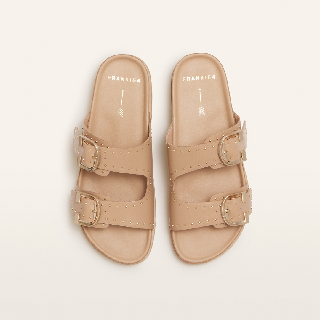 FRANKIE4 Deon Camel Stud Slides – Shannons Shoes