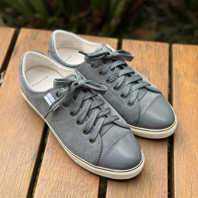 denim suede sneakers