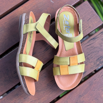 green flat sandals
