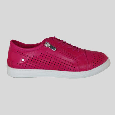 Cabello Leather Hot pink sneaker with soft leathers and side zip 