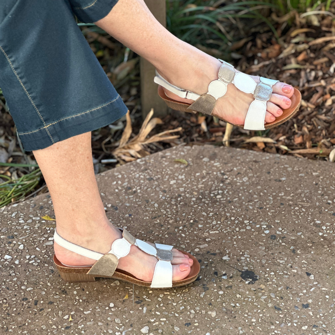 ivanna white metallic sandals