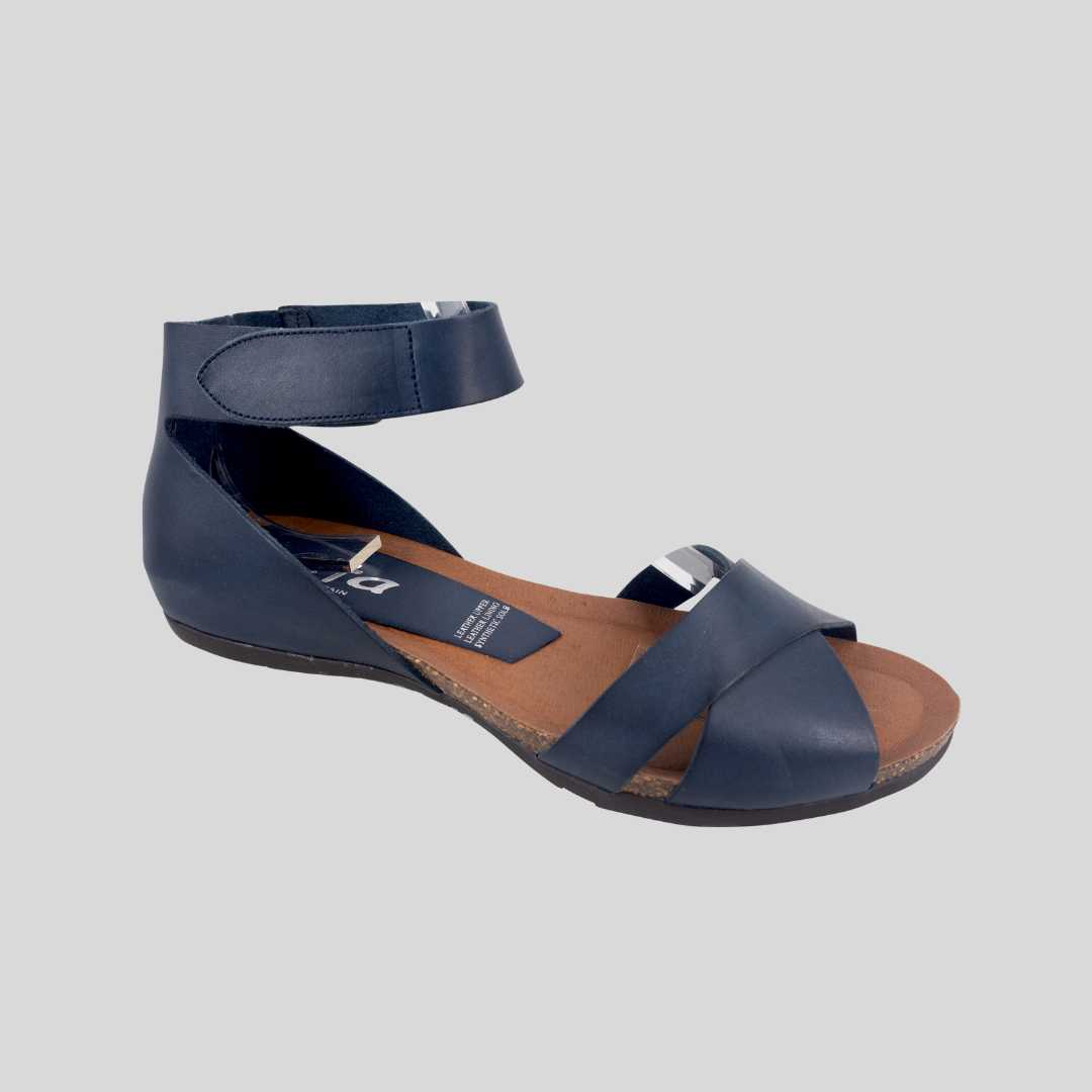 womens navy leather sandals