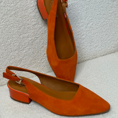 orange suede flats
