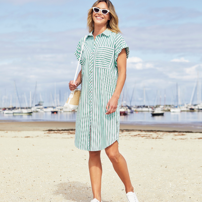 Ping Pong Kendall Stripe Dress - Spearmint/White