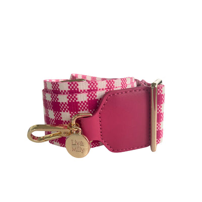 pink and white gingham handbag straps