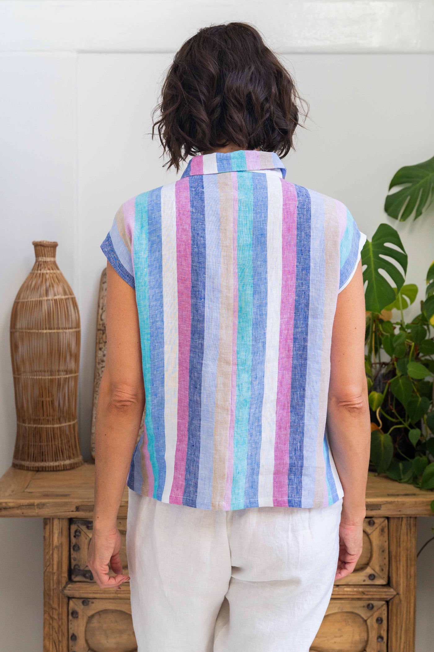 See Saw SS452D/P Ext Sleeve Shirt - Denim Pink Multi