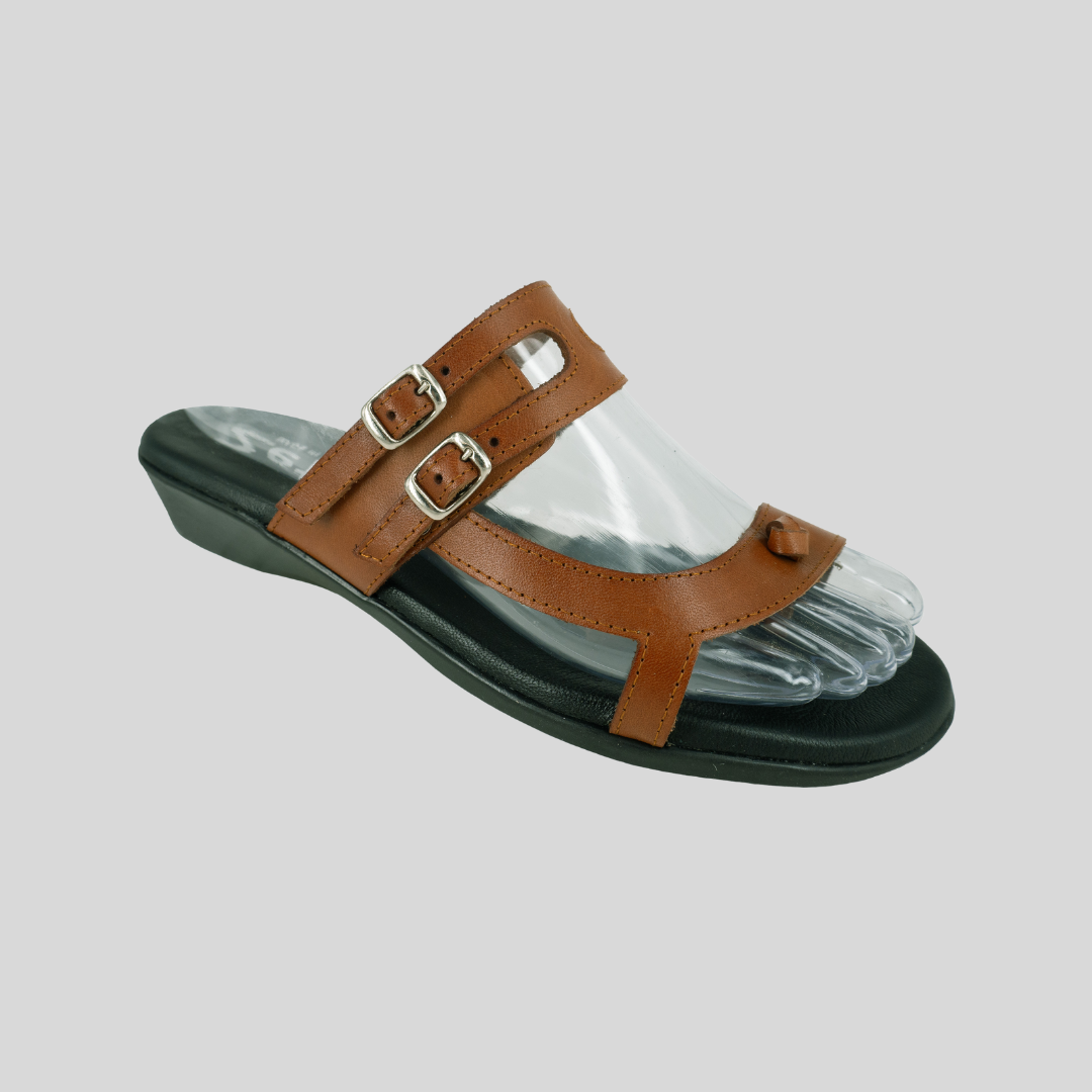 zeta tan slides with adjustable straps on instep