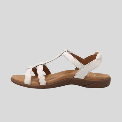 taso sandals in white with adjustable straps